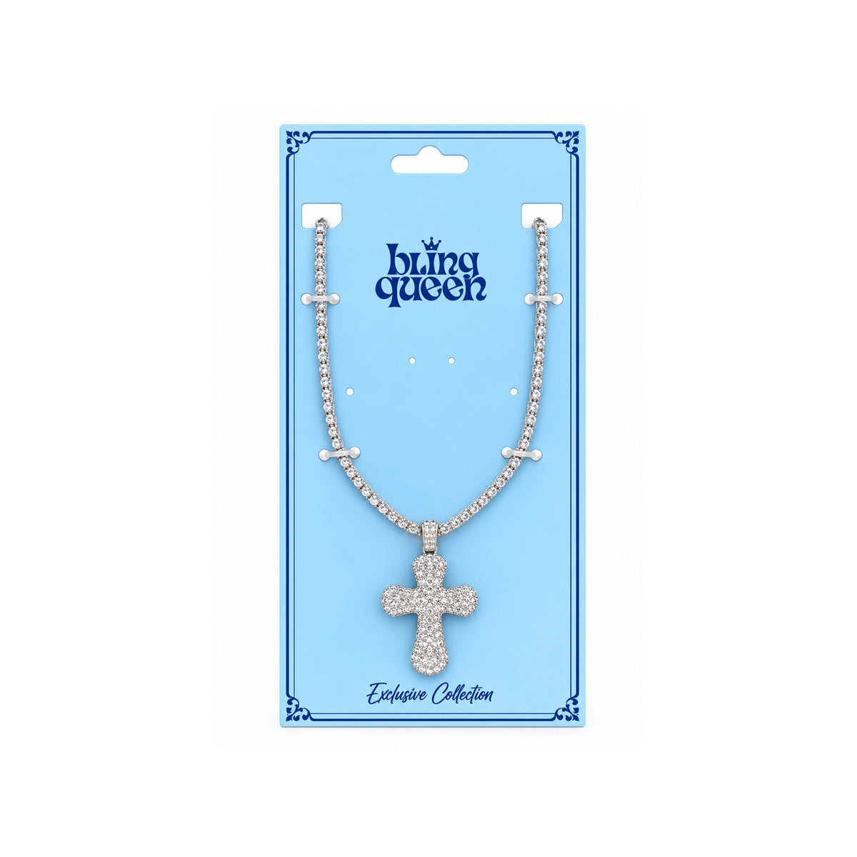 Ladies Bling Flash Out Chain RT1-201 S — SILVER on display card