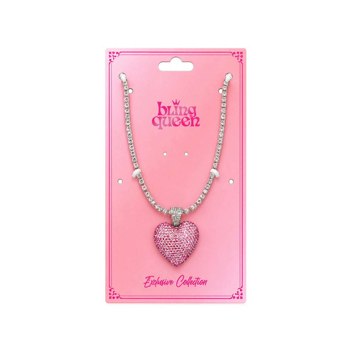 Ladies Bling Flash Out Chain RT1-301 SP — SILVER/PINK on display card