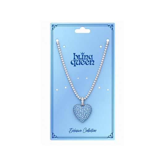 Ladies Bling Flash Out Chain RT1-302 SB — SILVER/BLUE on display card