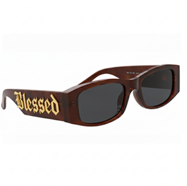 Sunglasses with 'Blessed' text on a white background