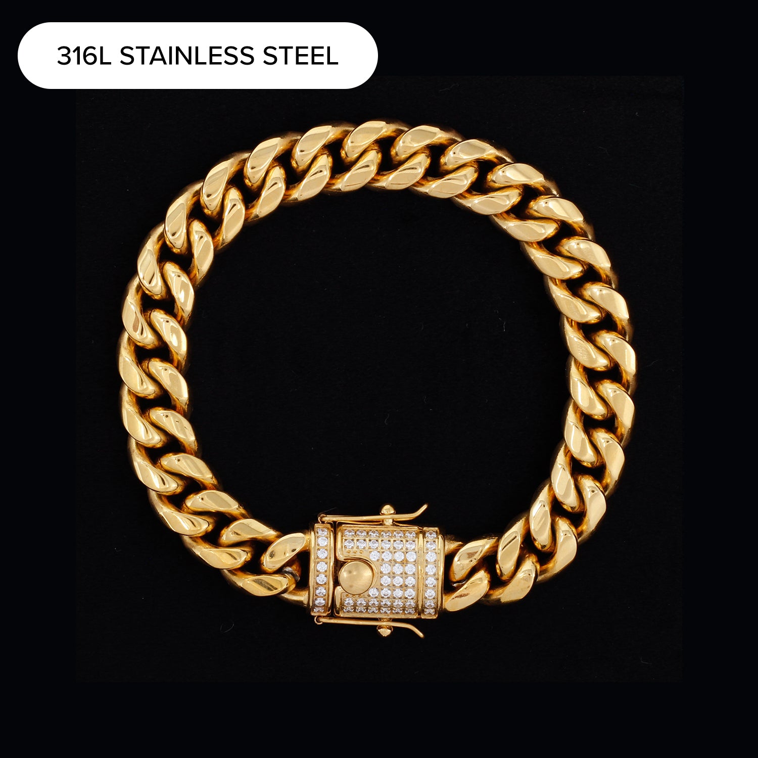 12MM MIAMI CUBAN BRACELET WITH ICED OUT LOCK
