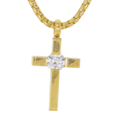 Mini Cross Necklace with 2.5mm Round Box Chain 24" - SCP-002