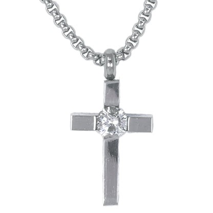 Mini Cross Necklace with 2.5mm Round Box Chain 24" - SCP-002