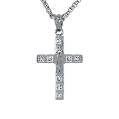 Mini Cross Necklace with 2.5mm Round Box Chain 24" - SCP-003