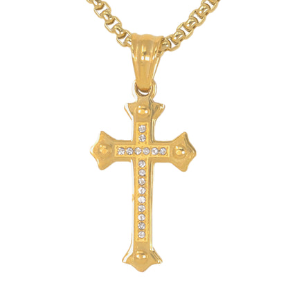 Mini Cross Necklace with 2.5mm Round Box Chain 24" - SCP-004
