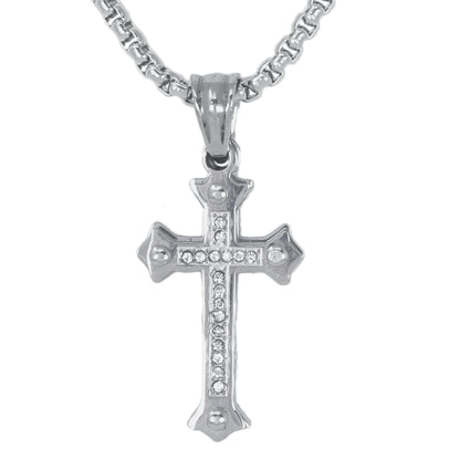 Mini Cross Necklace with 2.5mm Round Box Chain 24" - SCP-004