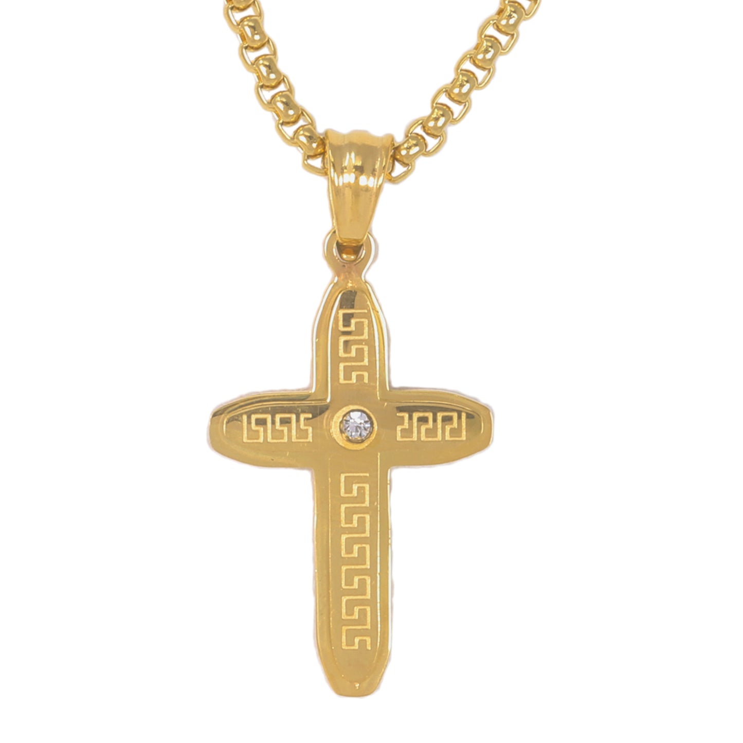 Mini Cross Necklace with 2.5mm Round Box Chain 24" - SCP-005