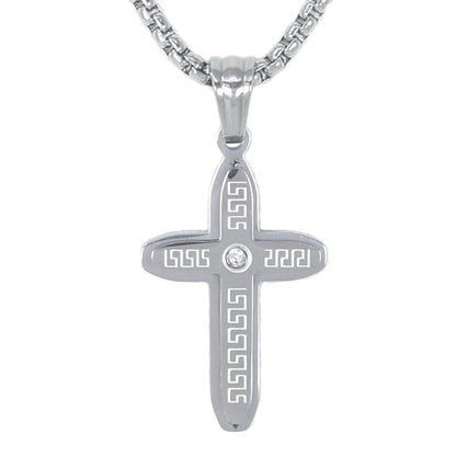 Mini Cross Necklace with 2.5mm Round Box Chain 24" - SCP-005