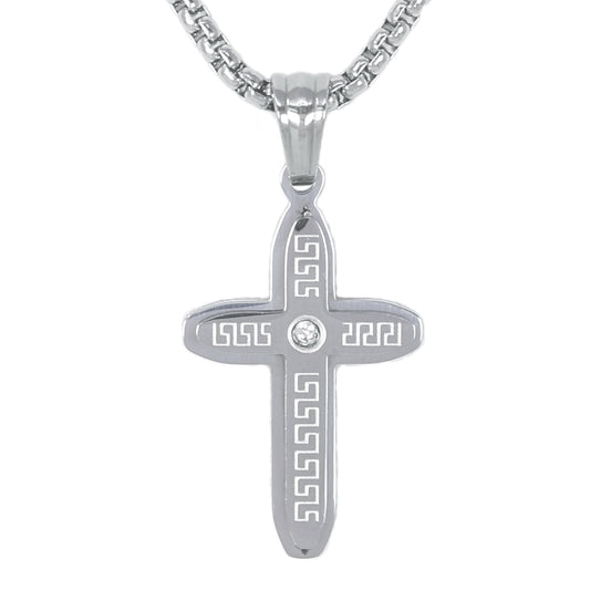 Mini Cross Necklace with 2.5mm Round Box Chain 24" - SCP-005