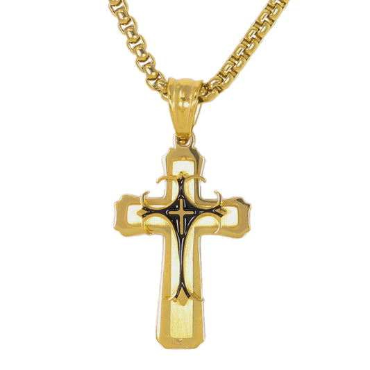 Mini Cross Necklace with 2.5mm Round Box Chain 24" - SCP-006