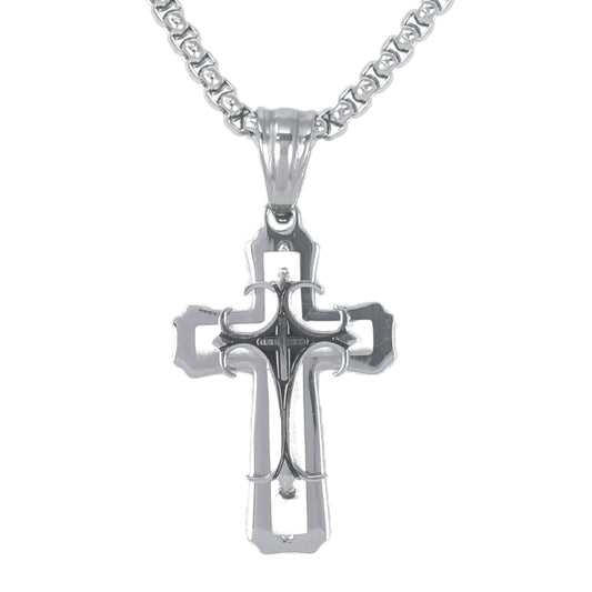 Mini Cross Necklace with 2.5mm Round Box Chain 24" - SCP-006
