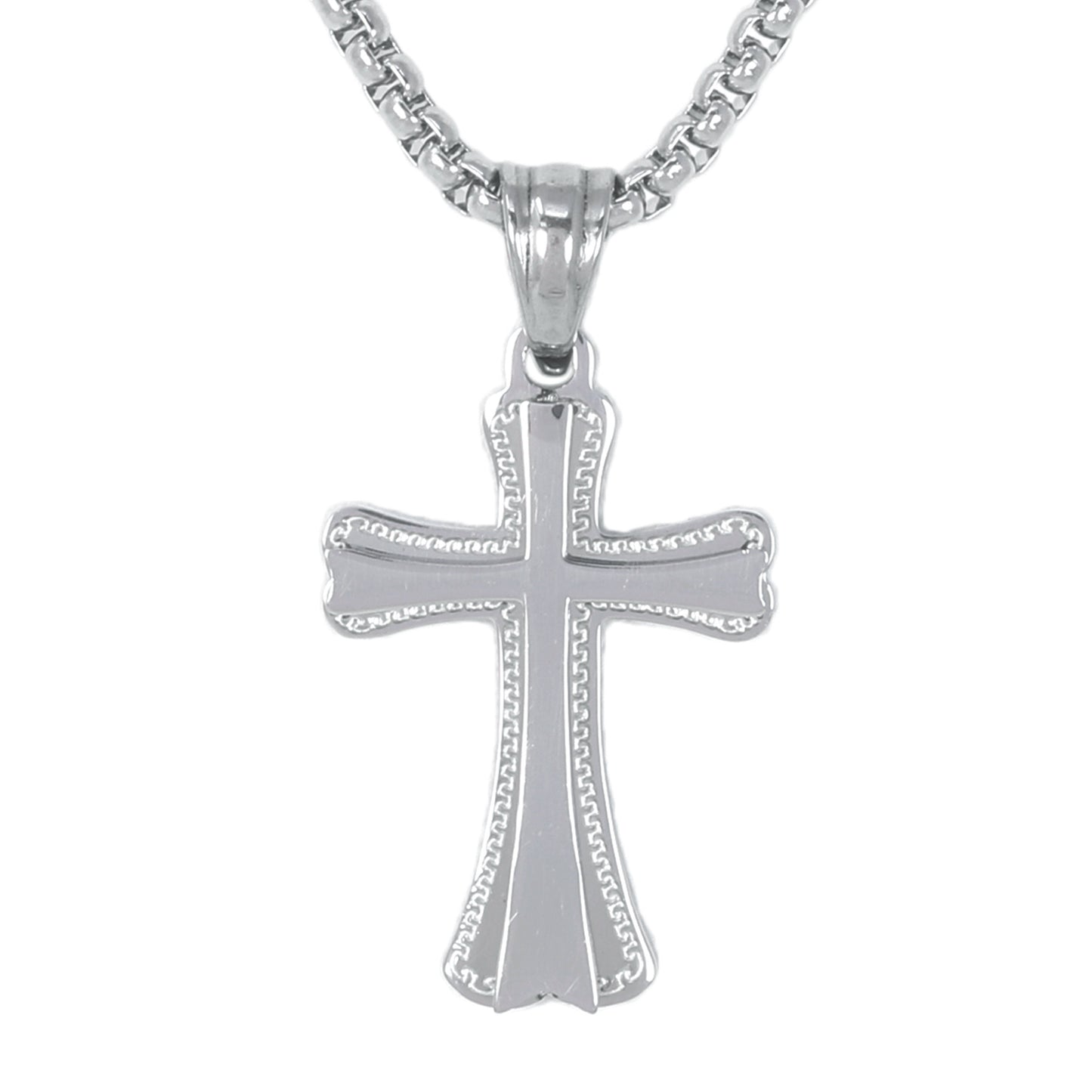 Mini Cross Necklace with 2.5mm Round Box Chain 24" - SCP-007