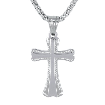 Mini Cross Necklace with 2.5mm Round Box Chain 24" - SCP-007