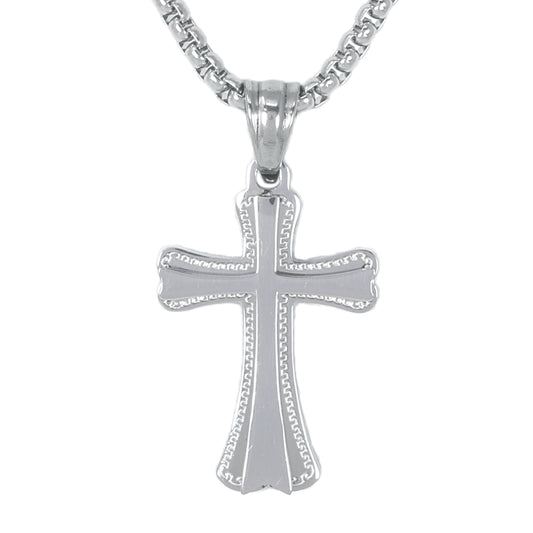 Mini Cross Necklace with 2.5mm Round Box Chain 24" - SCP-007