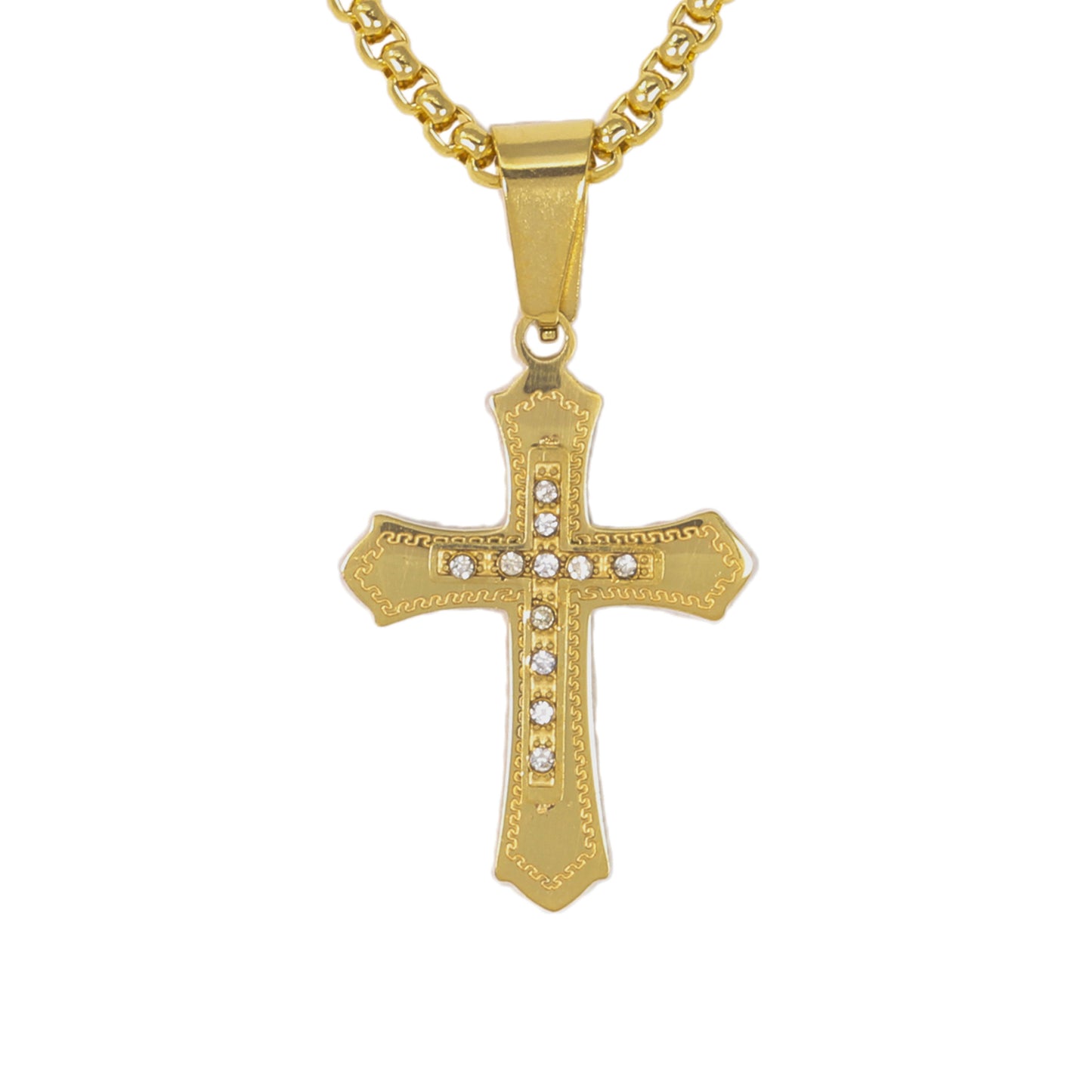 Mini Cross Necklace with 2.5mm Round Box Chain 24" - SCP-008