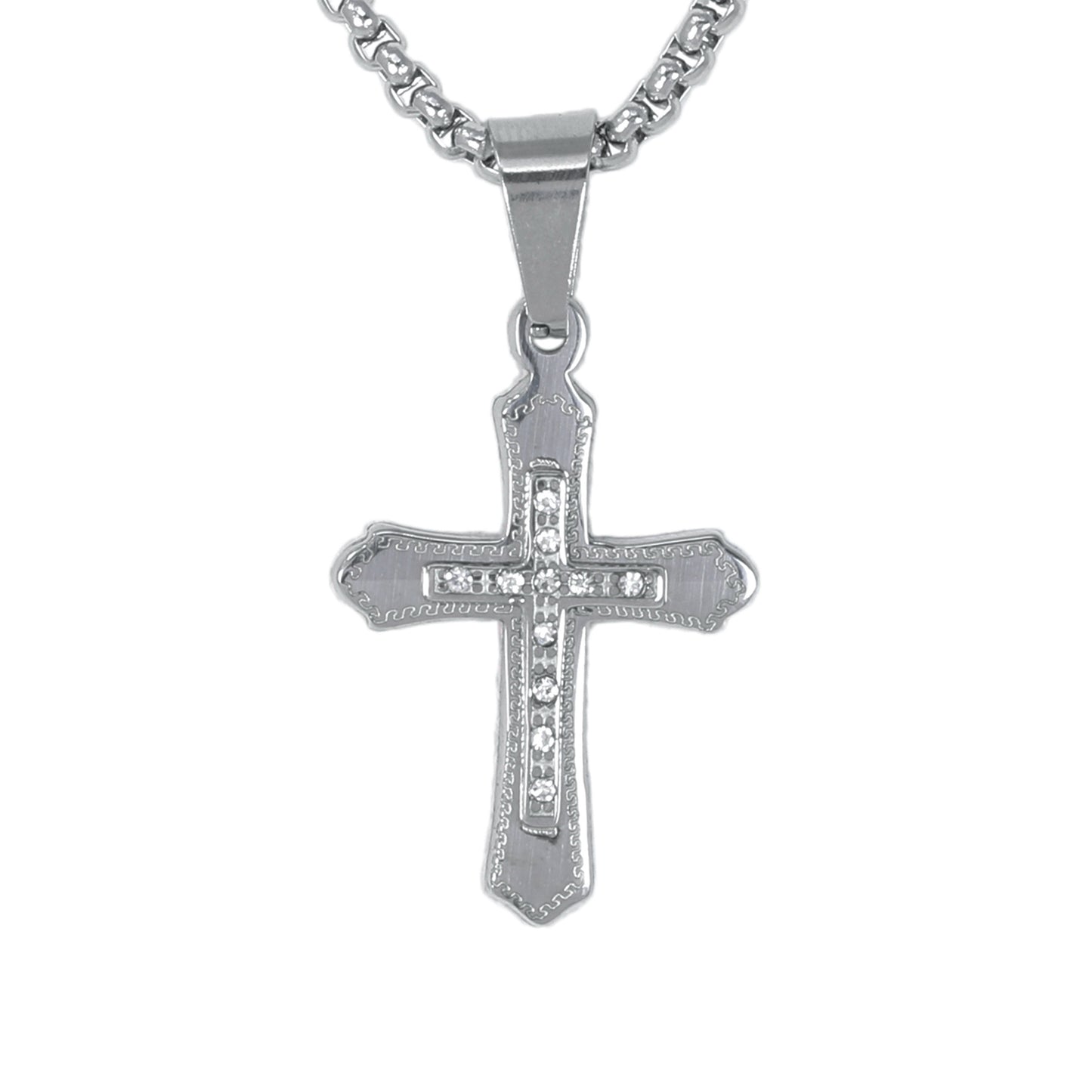 Mini Cross Necklace with 2.5mm Round Box Chain 24" - SCP-008