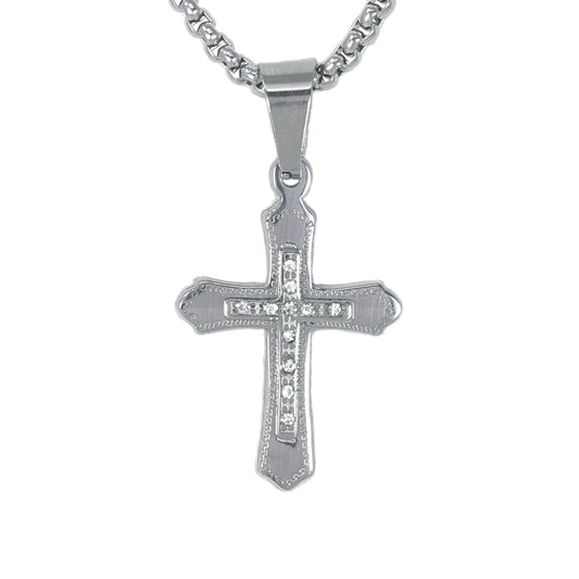 Mini Cross Necklace with 2.5mm Round Box Chain 24" - SCP-008