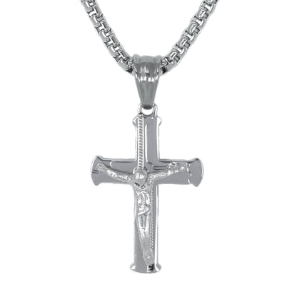 Mini Crucifix Necklace with 2.5mm Round Box Chain 24" - SCP-009