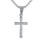 Mini Iced Cross Necklace with 2.5mm Round Box Chain 24" - SCP-010**