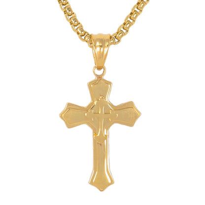 Mini Solid Cross Necklace with 2.5mm Round Box Chain 24" - SCP-011**