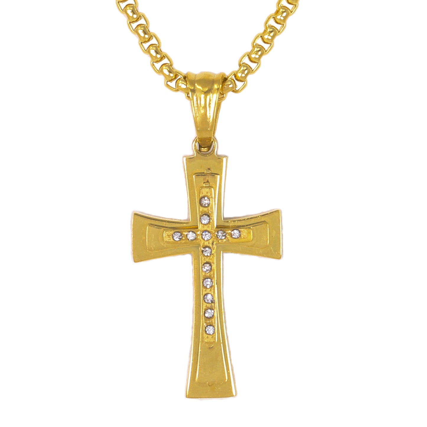 Mini Cross Necklace with 2.5mm Round Box Chain 24" - SCP-012