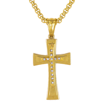 Mini Cross Necklace with 2.5mm Round Box Chain 24" - SCP-012