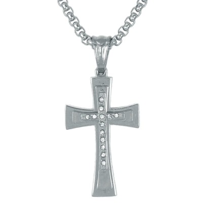 Mini Cross Necklace with 2.5mm Round Box Chain 24" - SCP-012