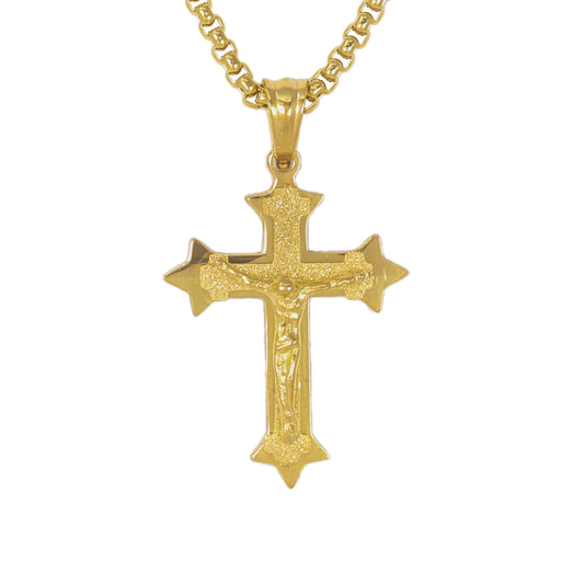 Mini Crucifix Necklace with 2.5mm Round Box Chain 24" - SCP-013