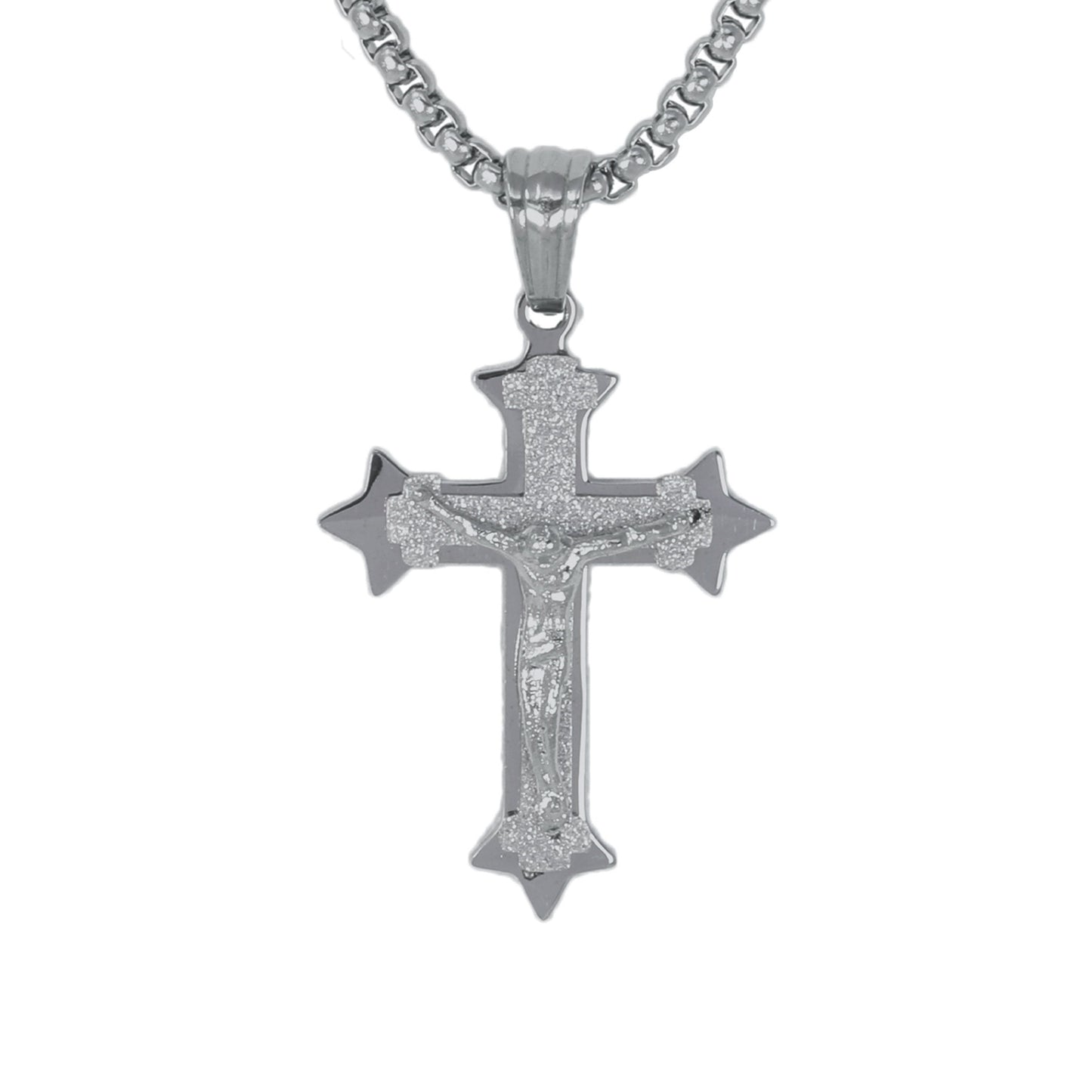 Mini Crucifix Necklace with 2.5mm Round Box Chain 24" - SCP-013