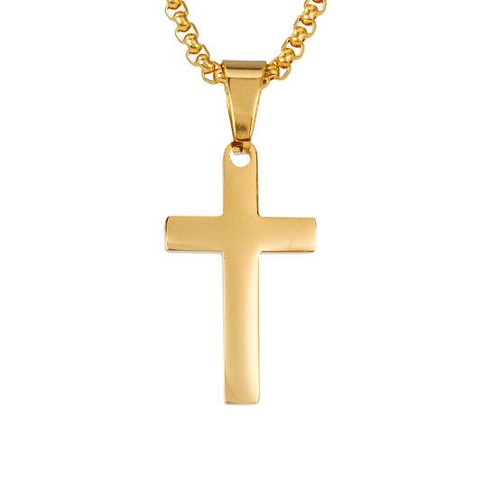 Mini Cross Necklace with 2.5mm Round Box Chain 24" - SCP-014
