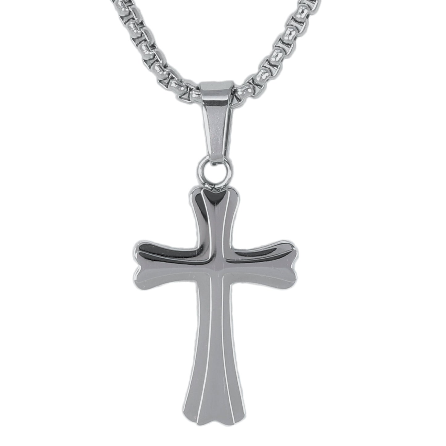 Mini Cross Necklace with 2.5mm Round Box Chain 24" - SCP-015