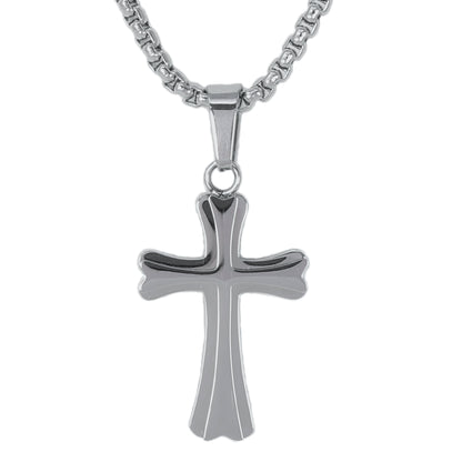 Mini Cross Necklace with 2.5mm Round Box Chain 24" - SCP-015