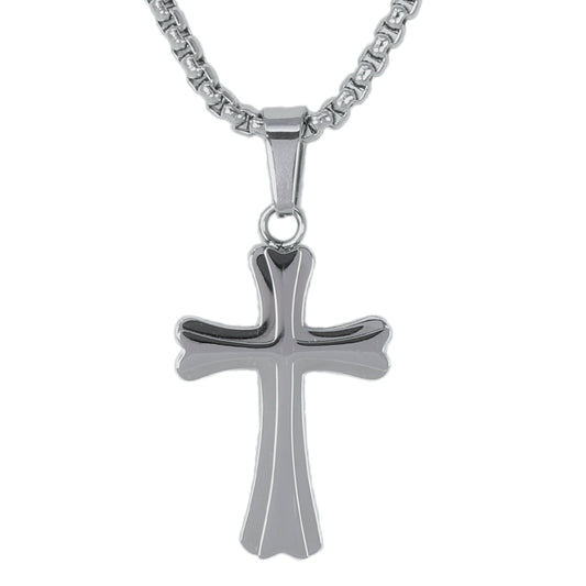 Mini Cross Necklace with 2.5mm Round Box Chain 24" - SCP-015