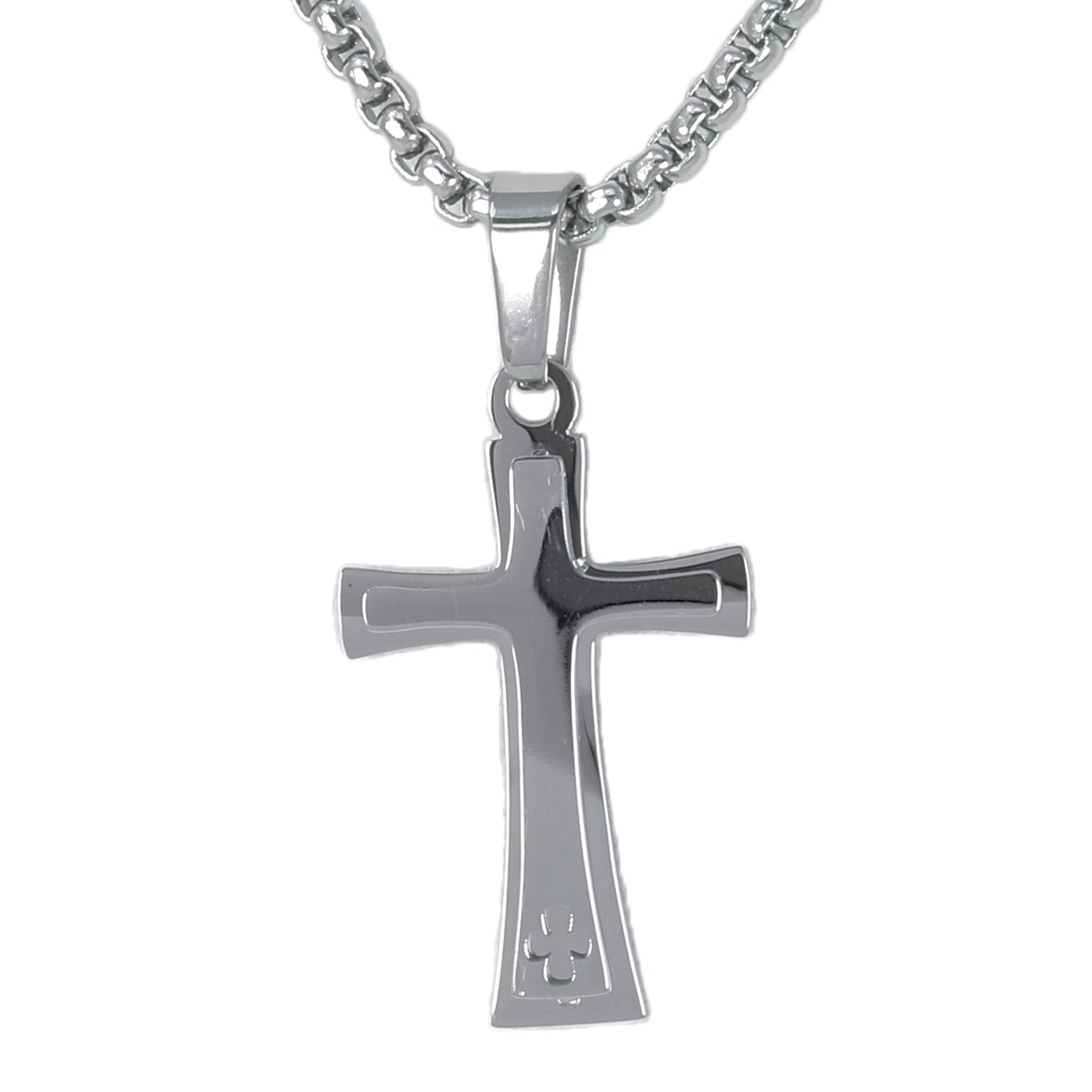 Mini Cross Necklace with 2.5mm Round Box Chain 24" - SCP-017