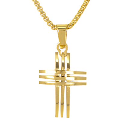 Mini Cross Necklace with 2.5mm Round Box Chain 24" - SCP-018