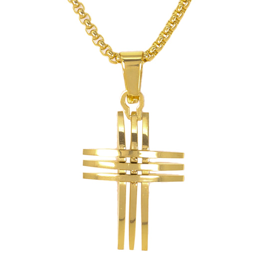 Mini Cross Necklace with 2.5mm Round Box Chain 24" - SCP-018