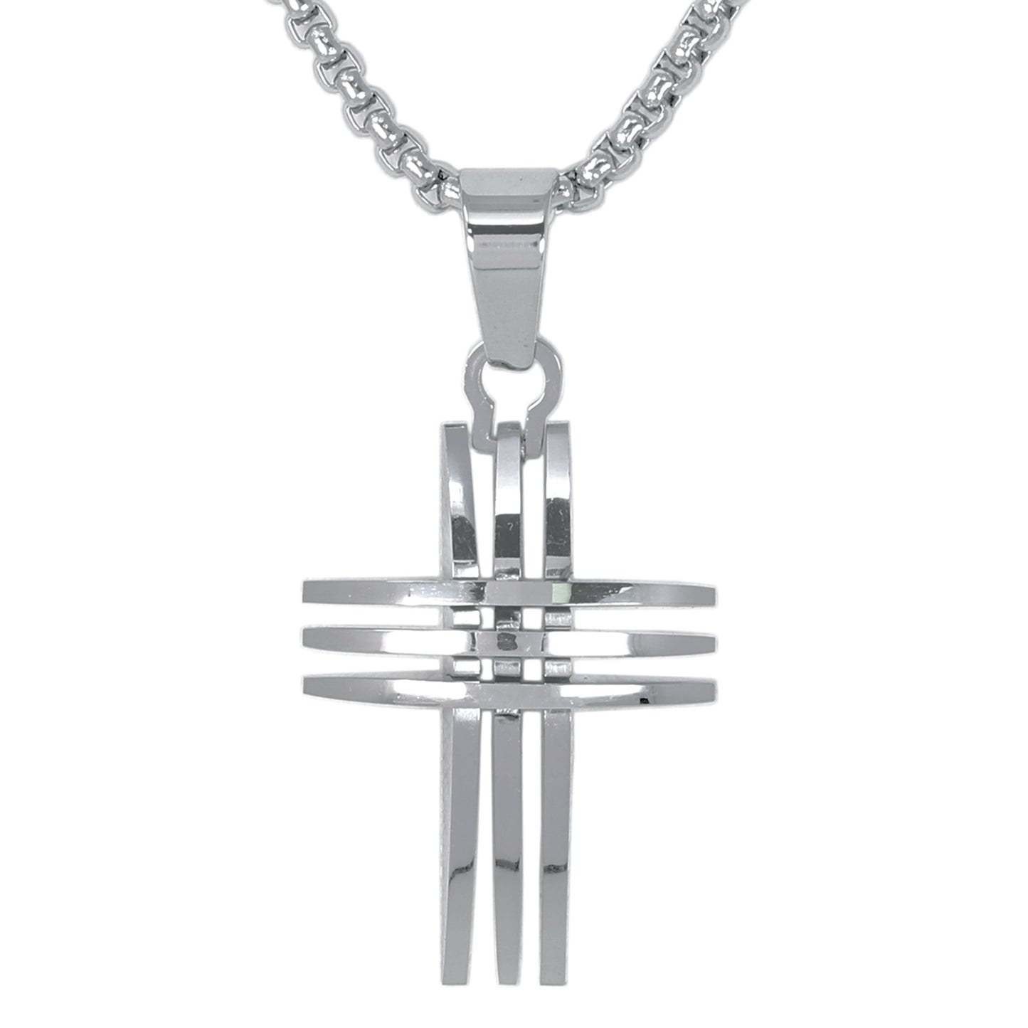 Mini Cross Necklace with 2.5mm Round Box Chain 24" - SCP-018