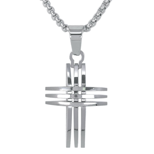 Mini Cross Necklace with 2.5mm Round Box Chain 24" - SCP-018