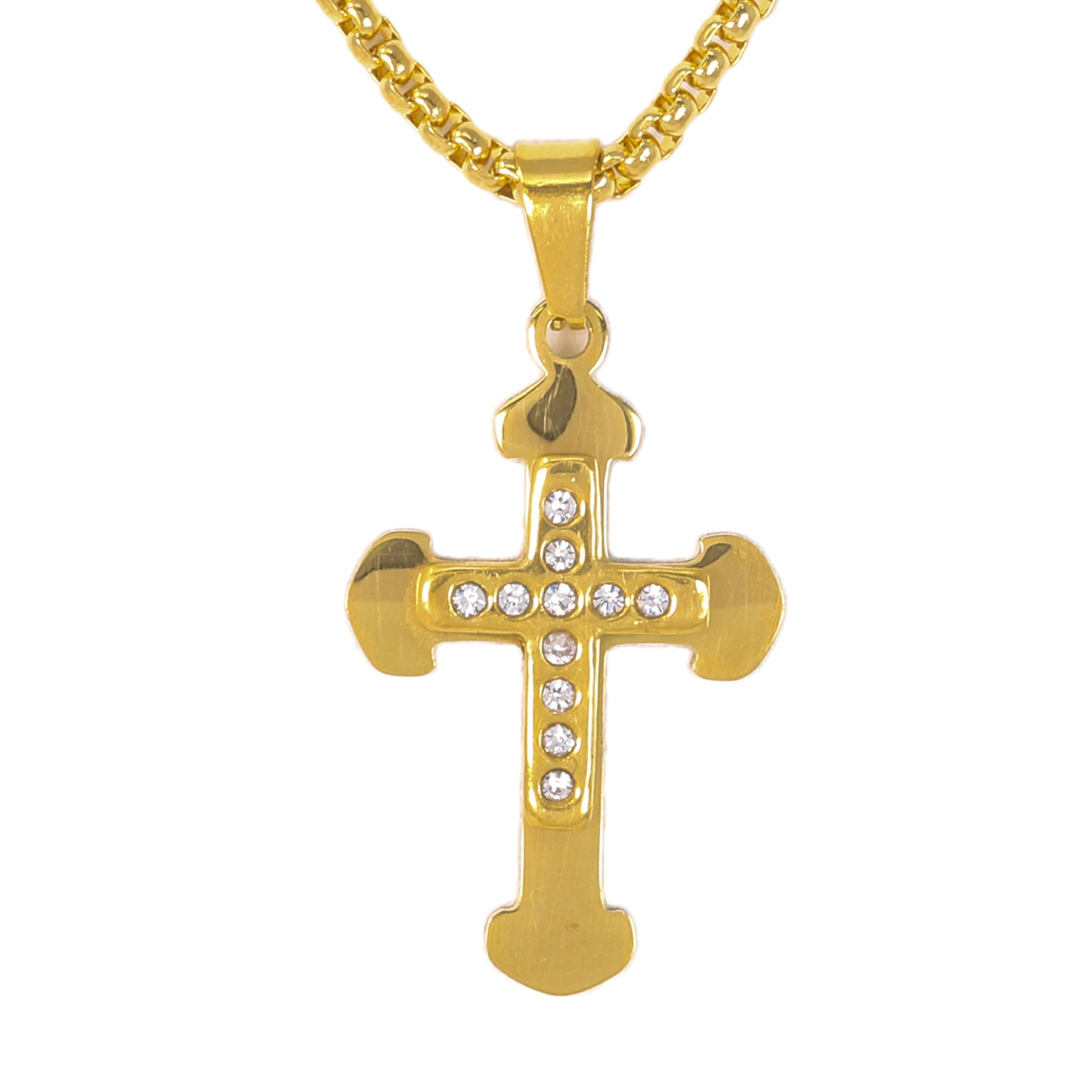 Mini Cross Necklace with 2.5mm Round Box Chain 24" - SCP-019