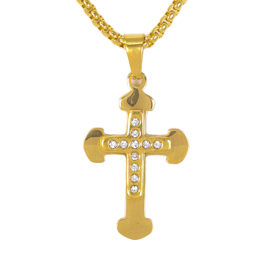 Mini Cross Necklace with 2.5mm Round Box Chain 24" - SCP-019