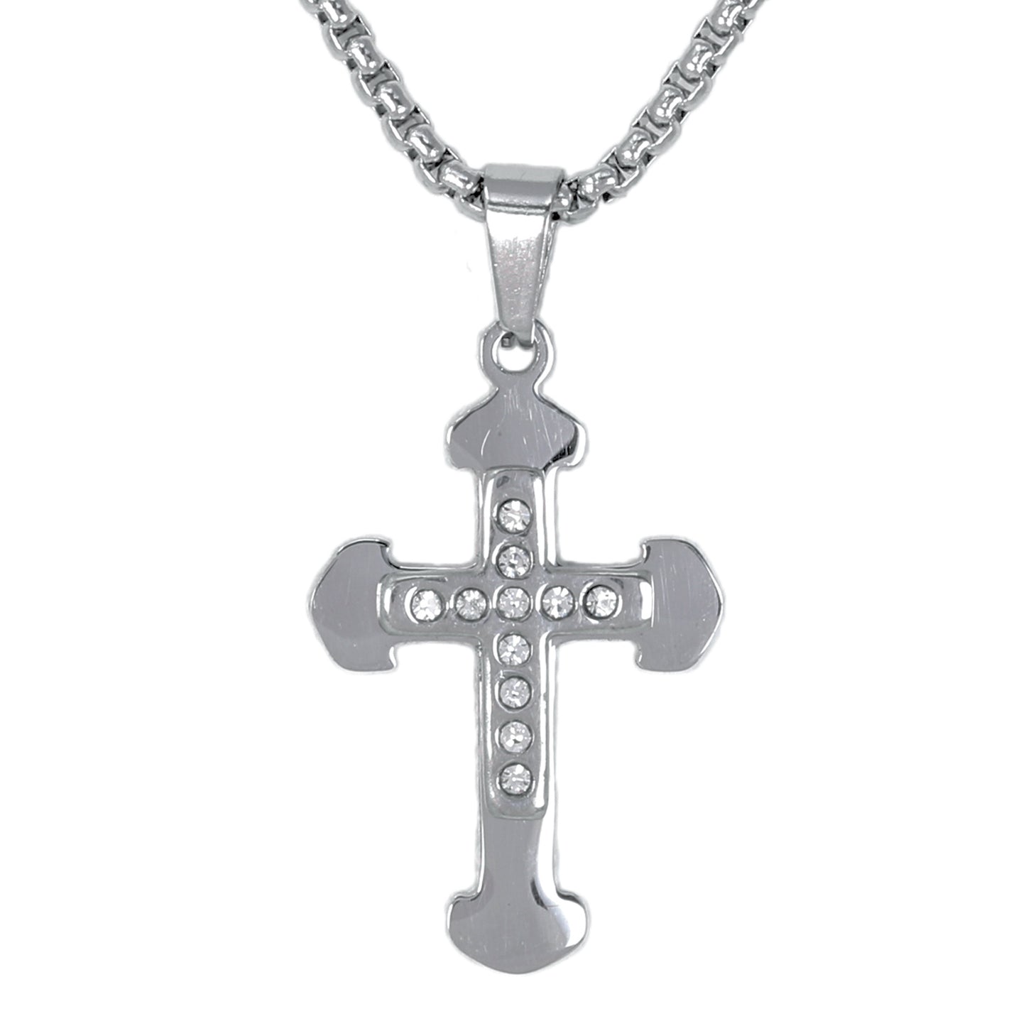 Mini Cross Necklace with 2.5mm Round Box Chain 24" - SCP-019