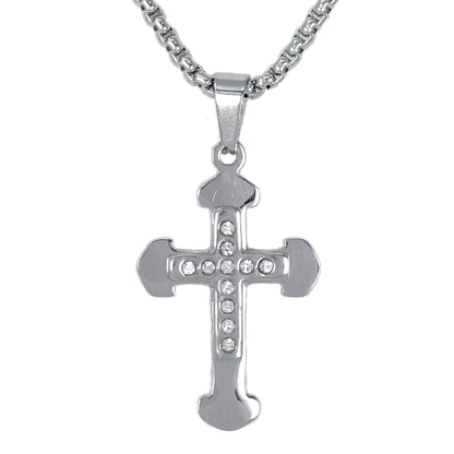 Mini Cross Necklace with 2.5mm Round Box Chain 24" - SCP-019