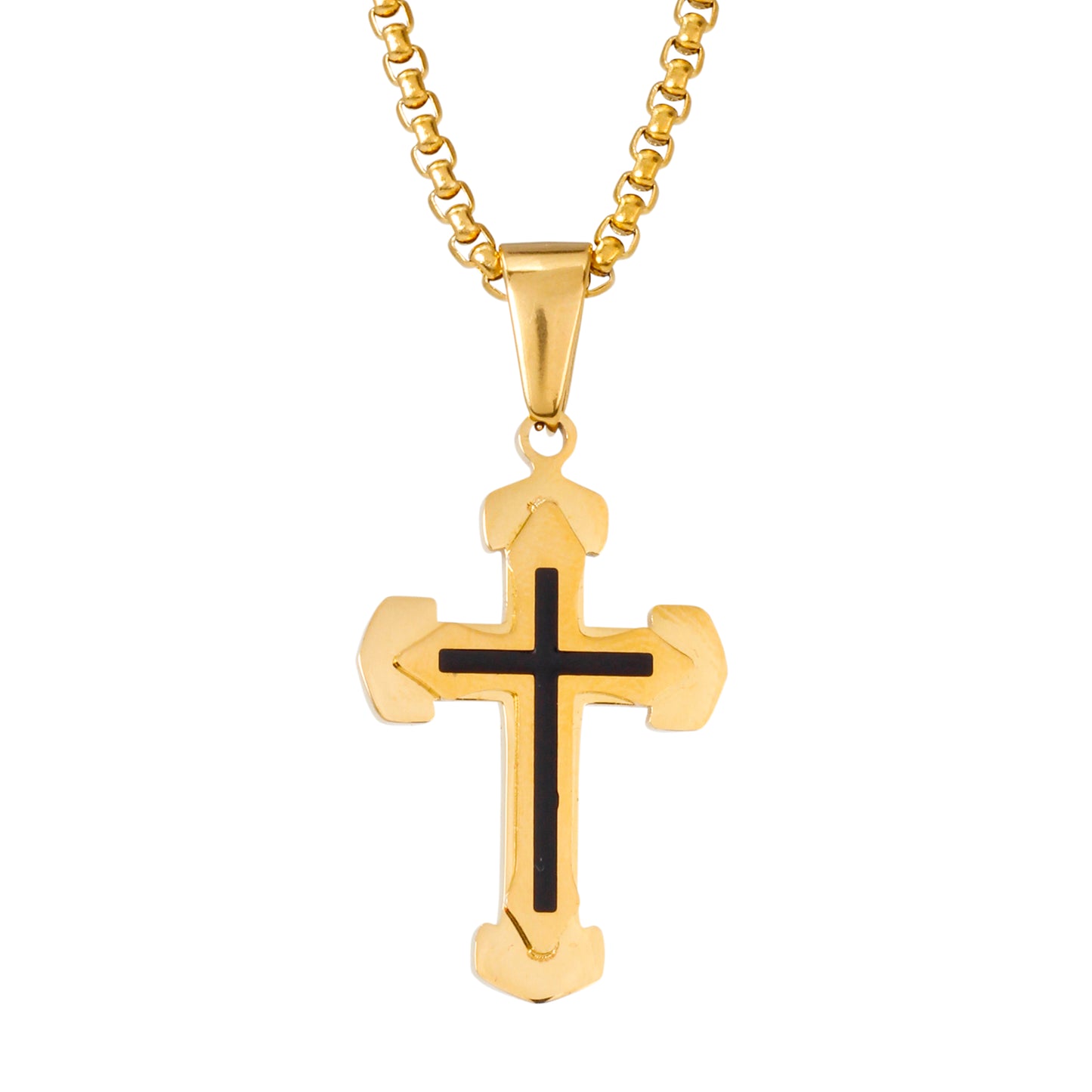 Mini Cross Necklace with 2.5mm Round Box Chain 24" - SCP-021