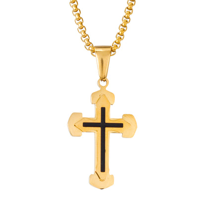 Mini Cross Necklace with 2.5mm Round Box Chain 24" - SCP-021