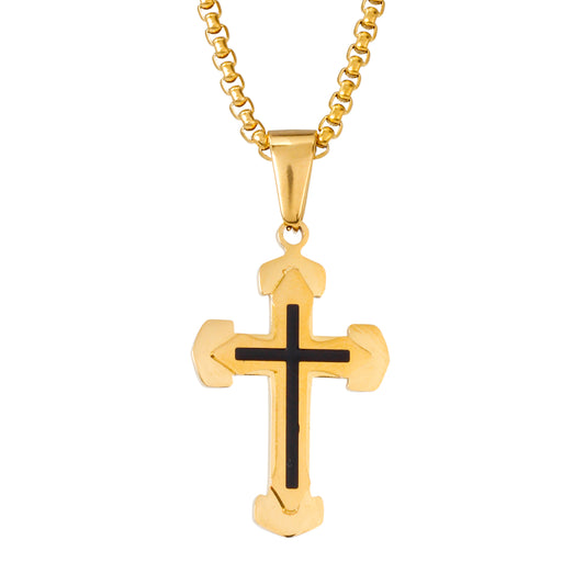Mini Cross Necklace with 2.5mm Round Box Chain 24" - SCP-021