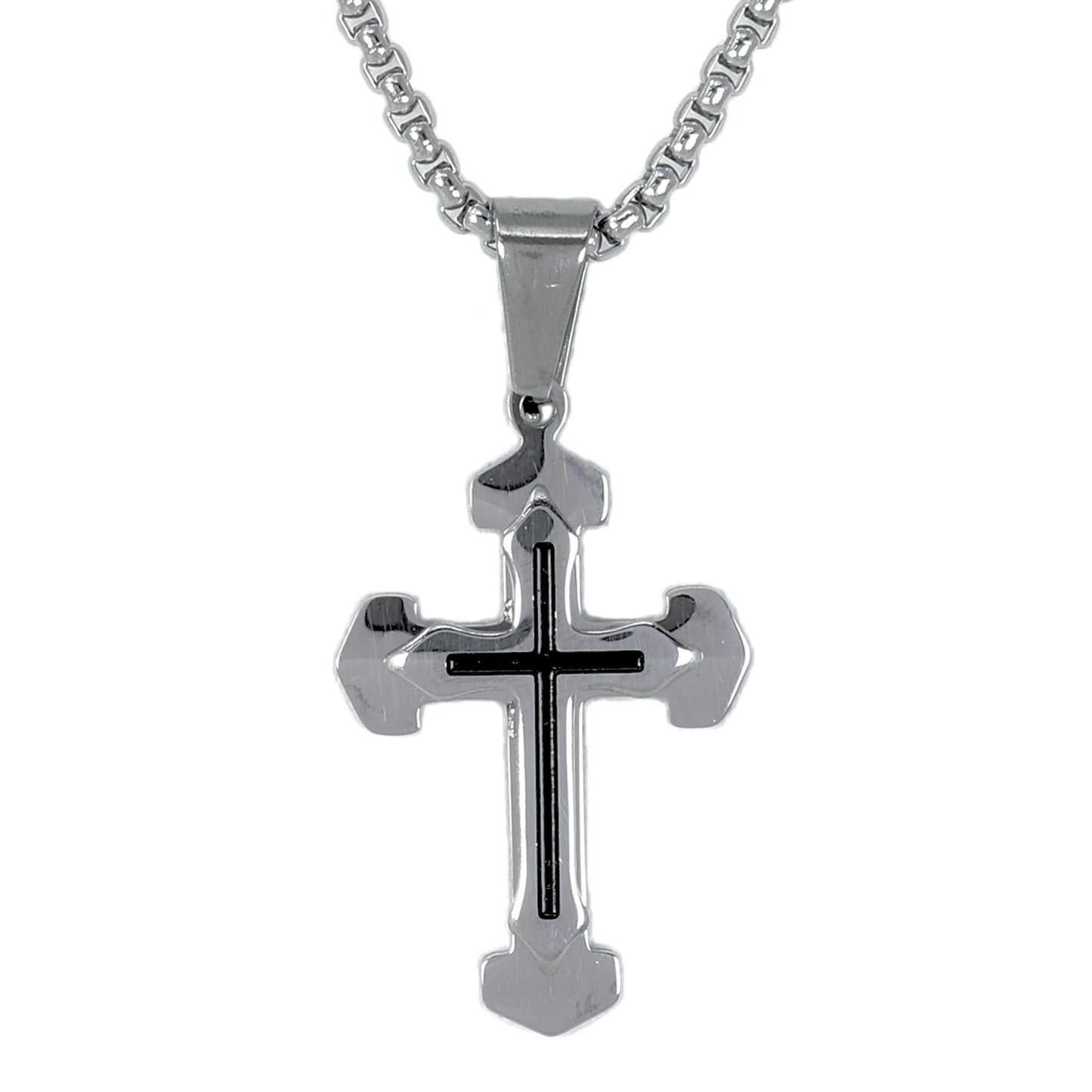 Mini Cross Necklace with 2.5mm Round Box Chain 24" - SCP-021
