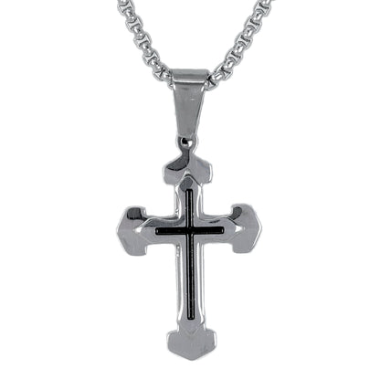 Mini Cross Necklace with 2.5mm Round Box Chain 24" - SCP-021
