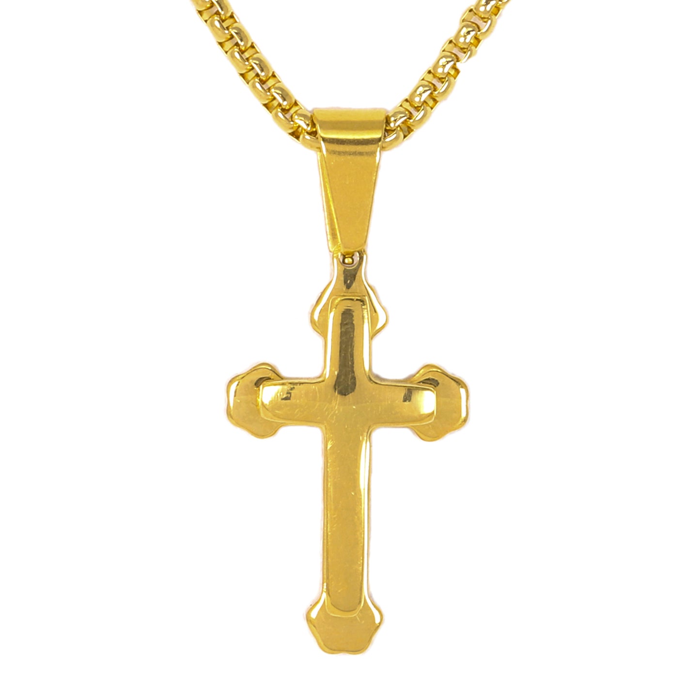 Mini Cross Necklace with 2.5mm Round Box Chain 24" - SCP-022