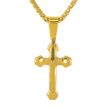 Mini Cross Necklace with 2.5mm Round Box Chain 24" - SCP-022