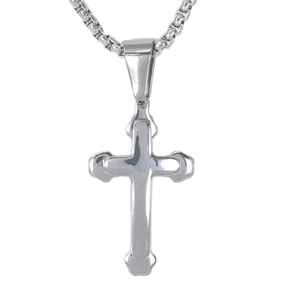 Mini Cross Necklace with 2.5mm Round Box Chain 24" - SCP-022